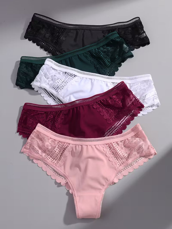 Romantic French Seamless Ice Triangle Panties for Women, Featuring Sexy Sheer Lace Panels