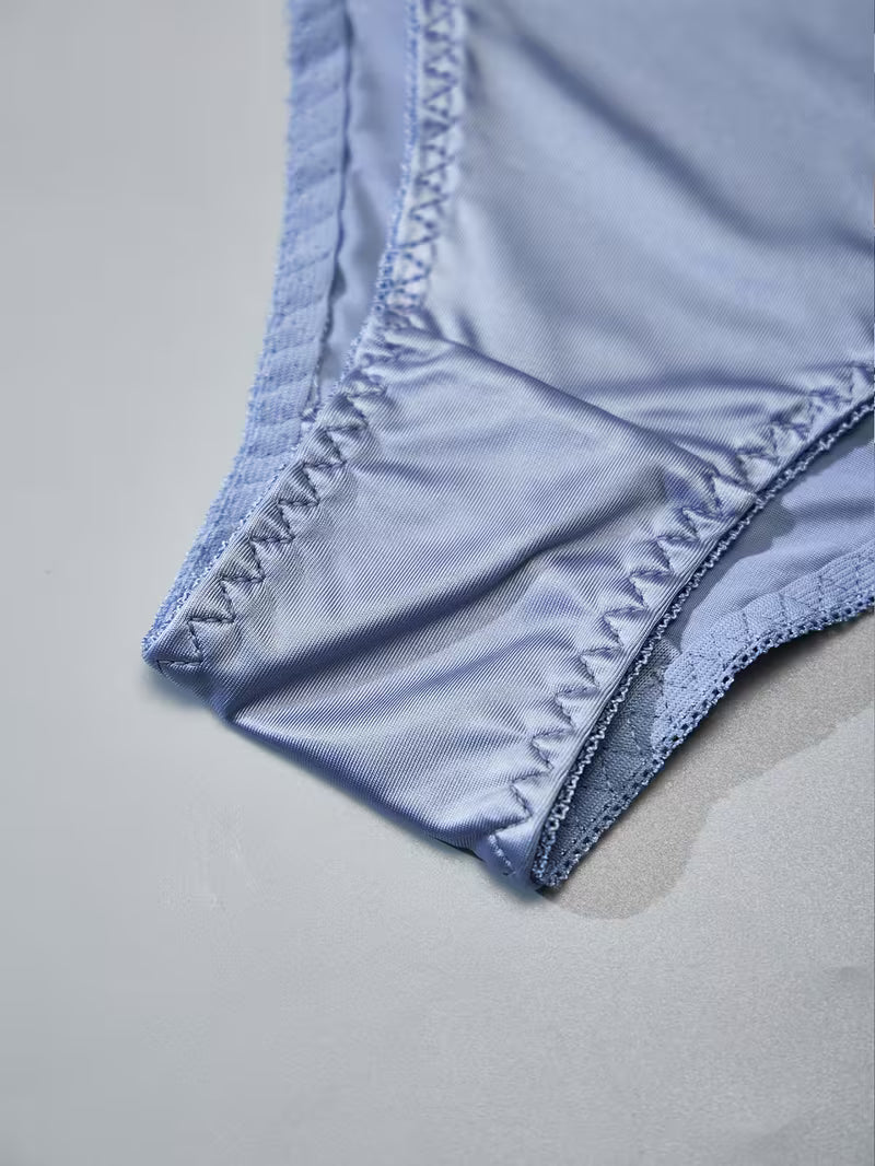 Women'S Satin Lace Panties Paired with Delicate Lace Trim