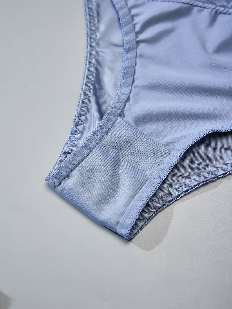 Women'S Satin Lace Panties Paired with Delicate Lace Trim