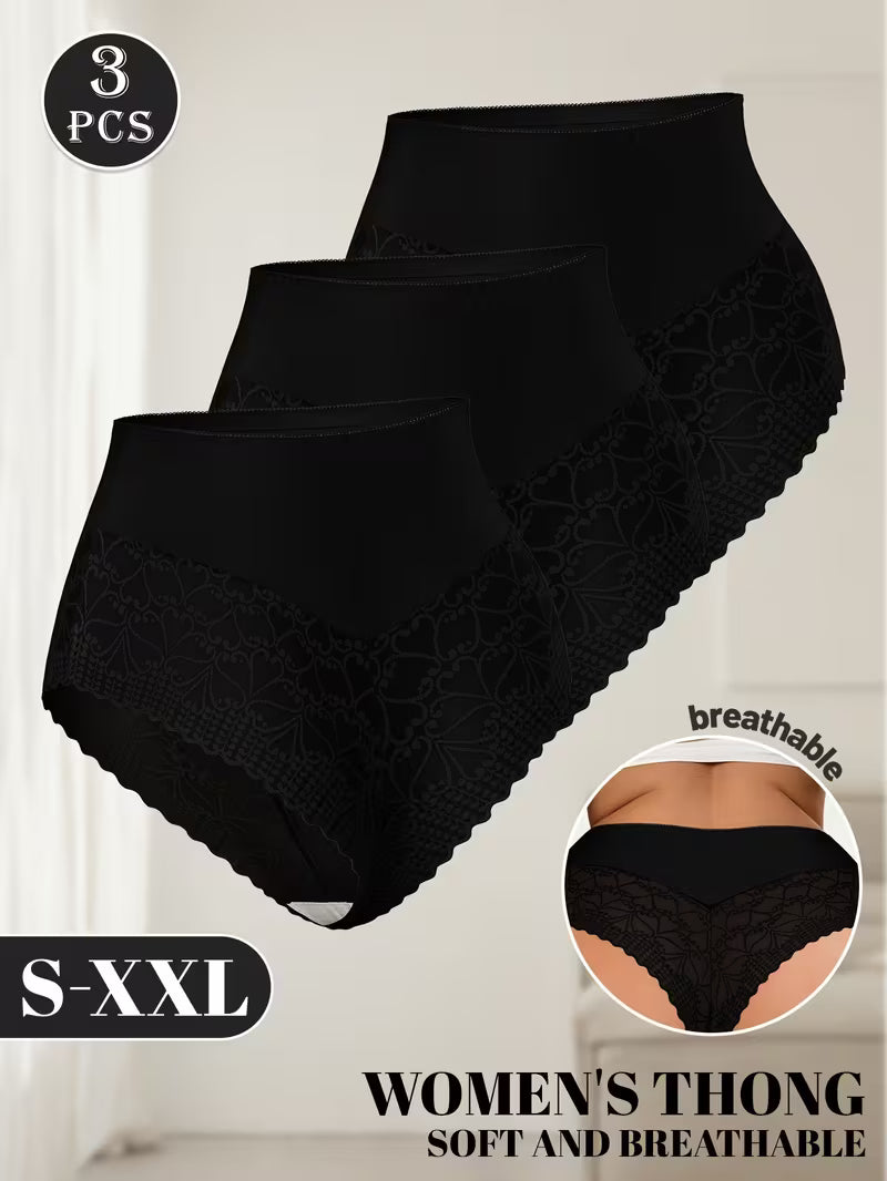 Women's Sexy Black Thong Breathable Panties