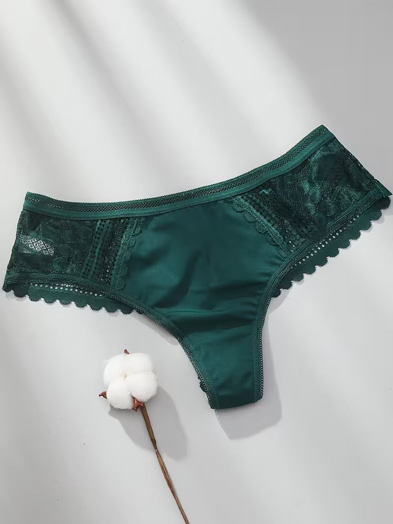Romantic French Seamless Ice Triangle Panties for Women, Featuring Sexy Sheer Lace Panels